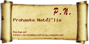 Prohaska Natália névjegykártya
